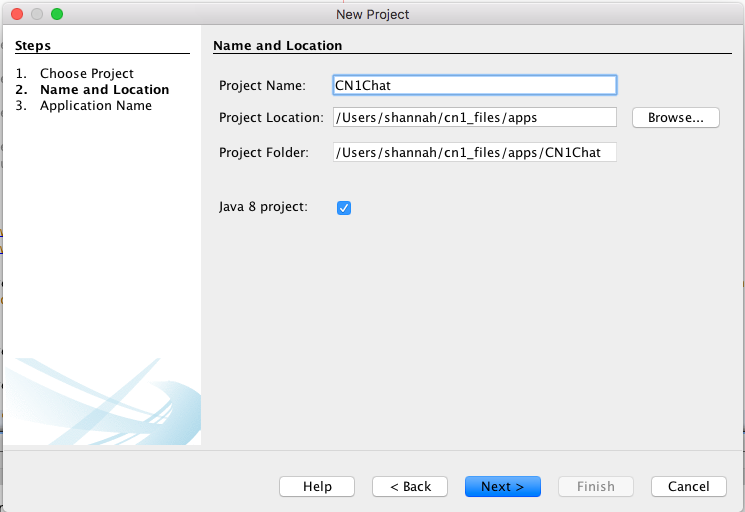 New project dialog in NetBeans