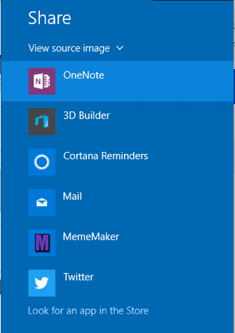Windows 10 share sidebar