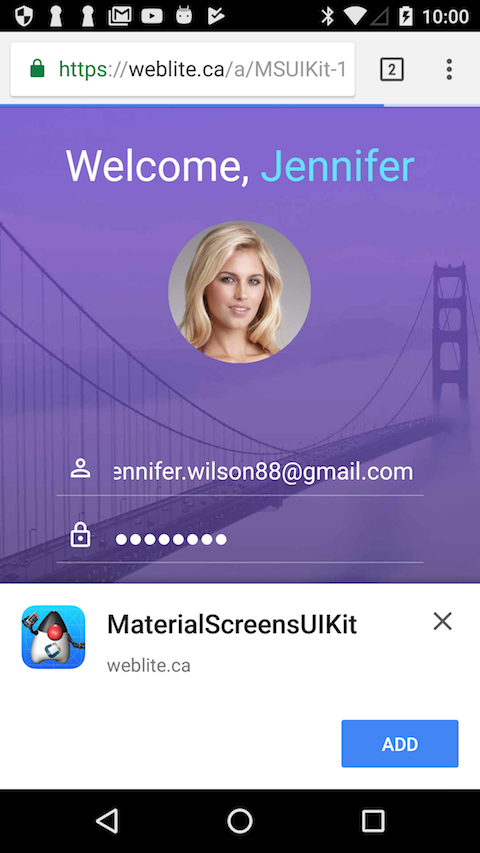 Add app to homescreen banner