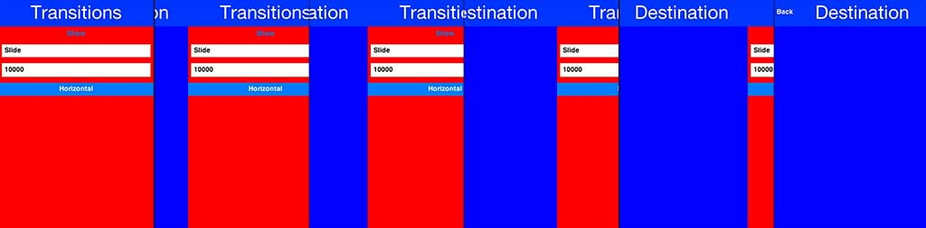 The slide transition moves both incoming and outgoing forms together