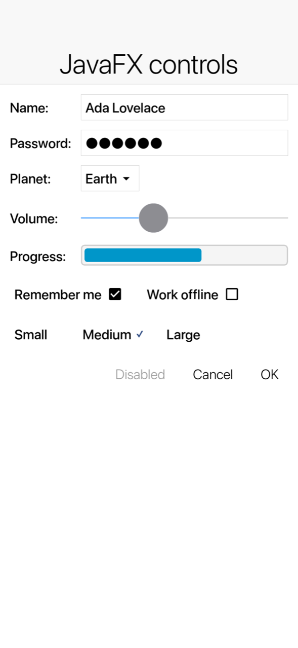 JavaFX controls running on an iPhone