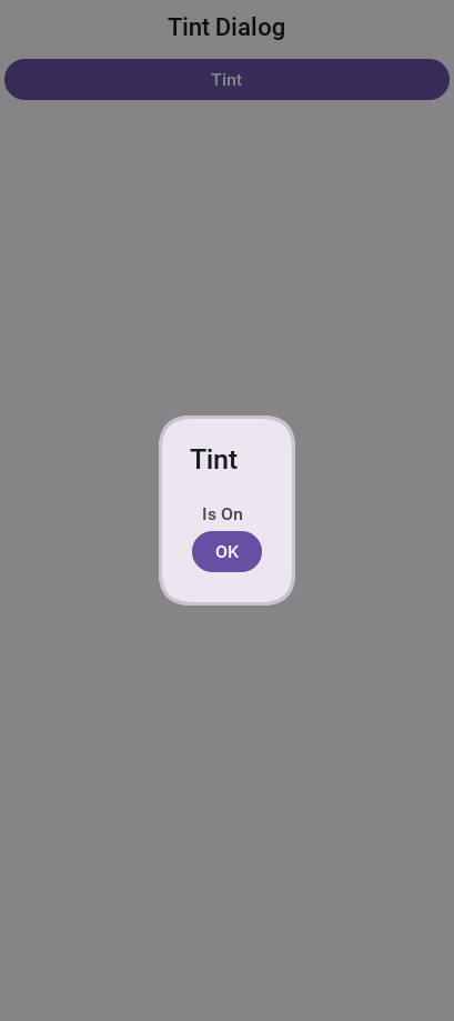Dialog with tinted background