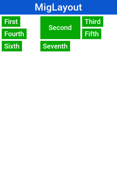 MiG layout sample ported to Codename One