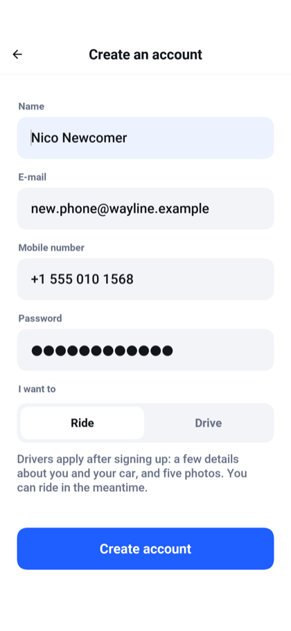 Register to ride or apply to drive.