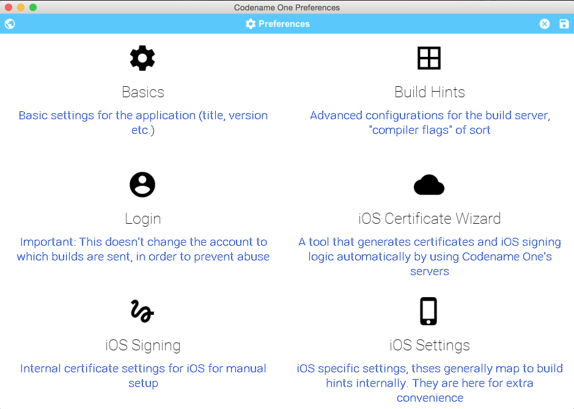 Preferences UI written in Codename One