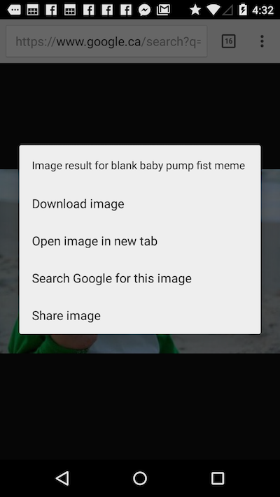 Android chrome context menu