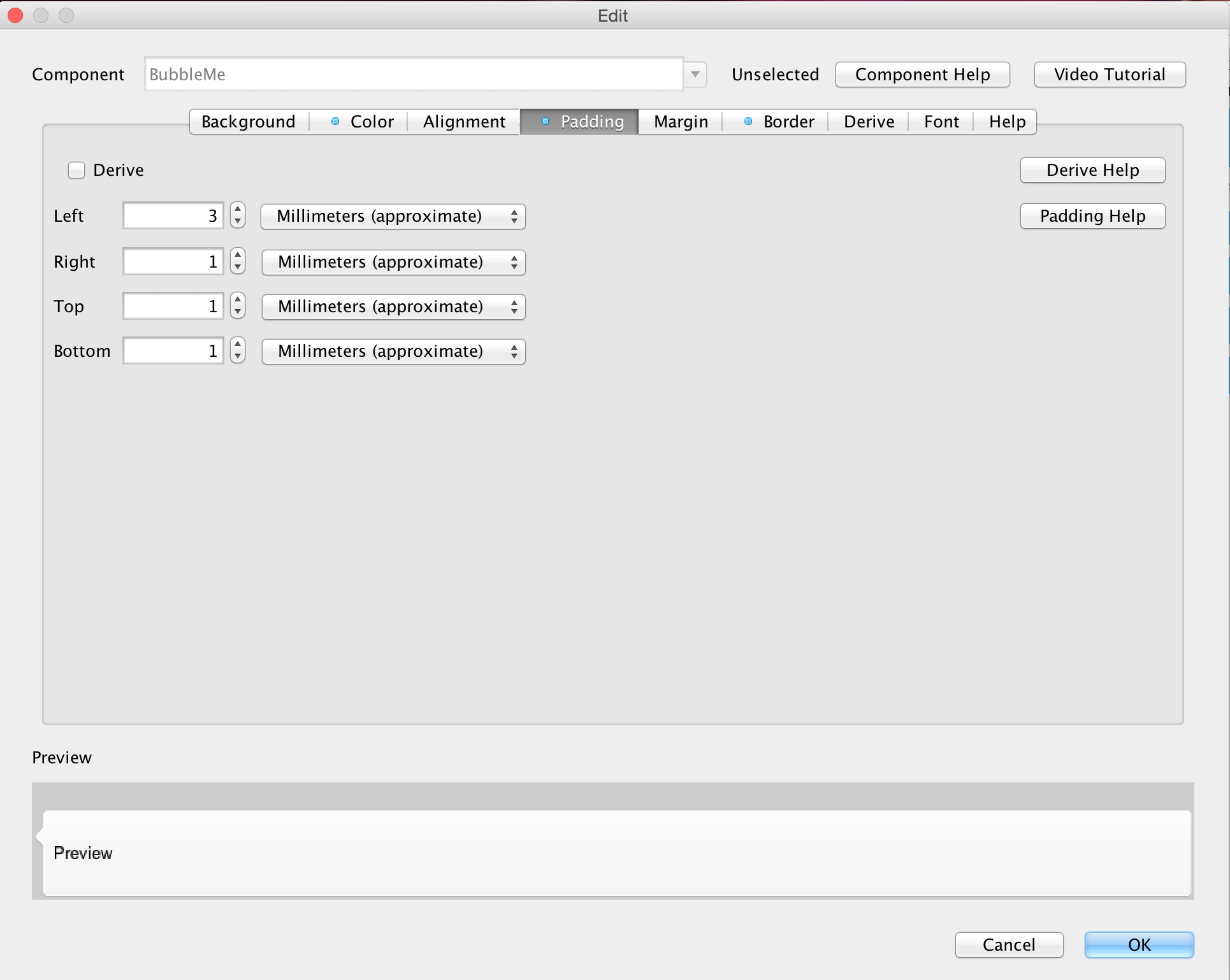 BubbleMe UIID step 2: padding