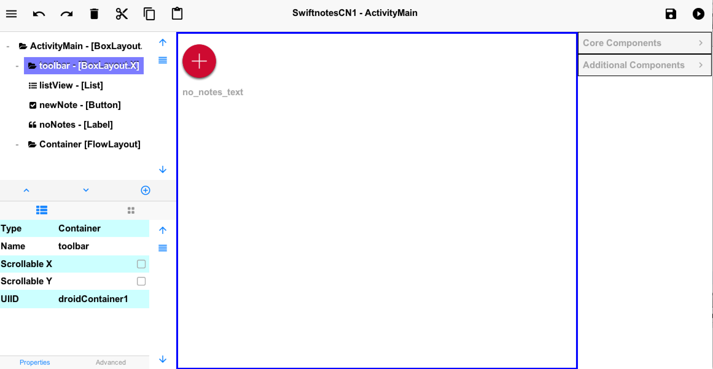 Main Activity UI as it is generated