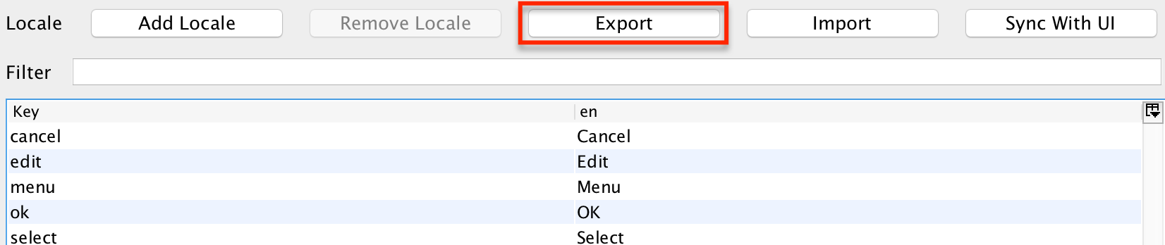 Export localization files