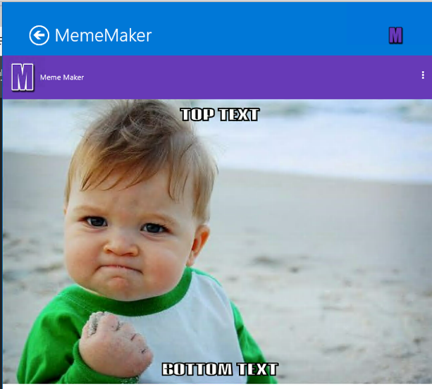 Meme maker loaded inside Windows 10 sidebar