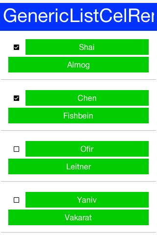 Sample of using the generic list cell renderer