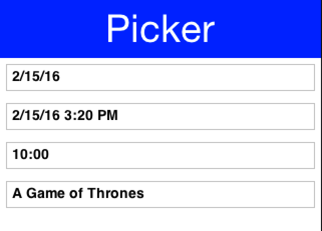 The various picker components