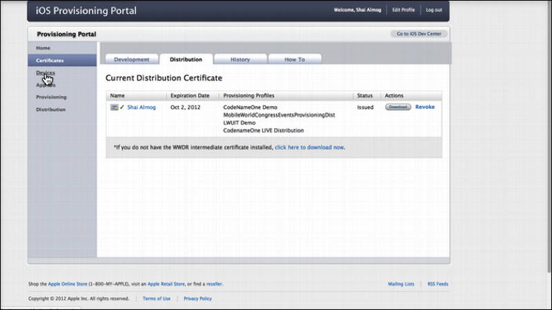 Download distribution provisioning profile