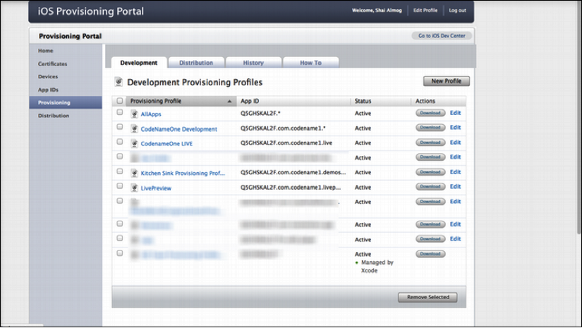 Create provisioning profile step 1