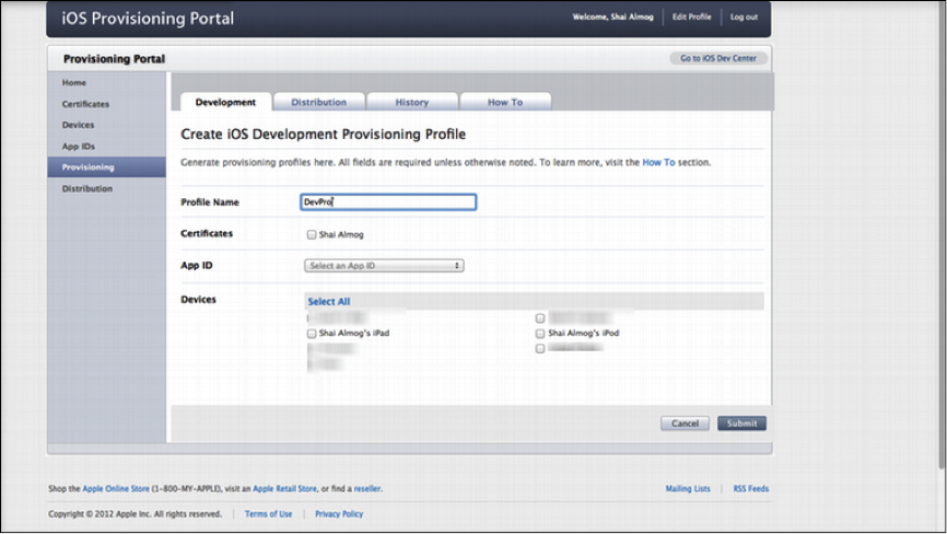 Create provisioning profile step 2