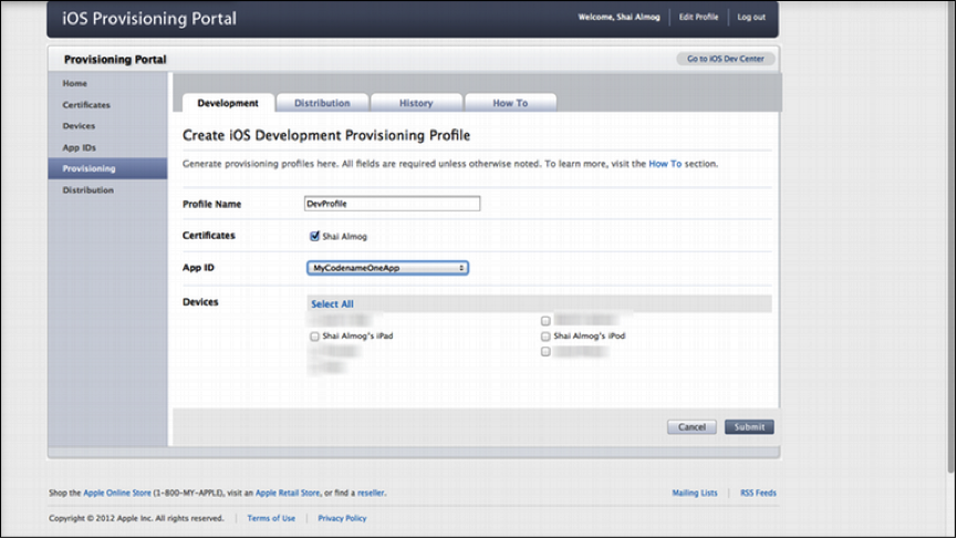 Create provisioning profile step 3