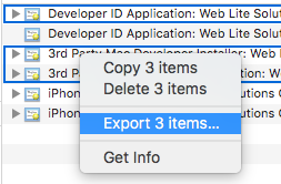 Exporting certificates as P12