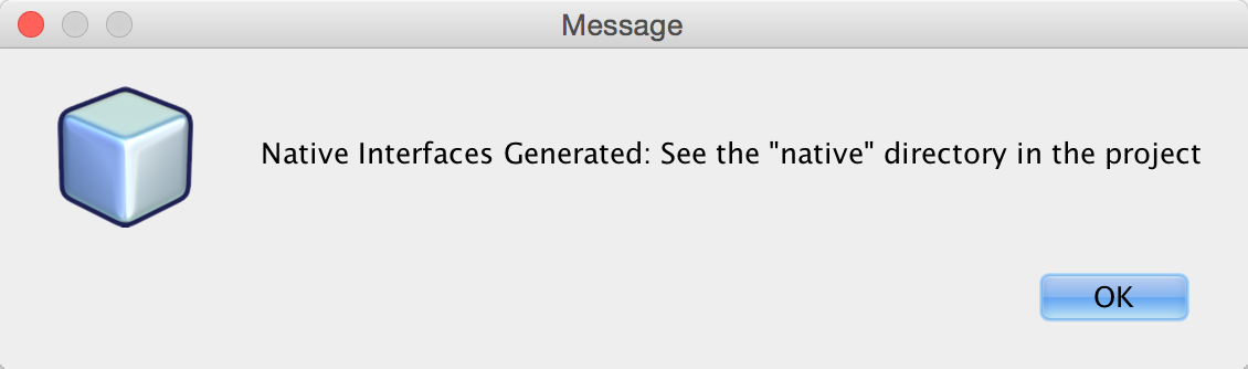 Once generated we are prompted that the native code is in the "native" directory