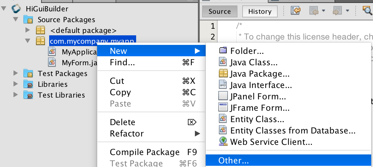 Right click the package select New → Other
