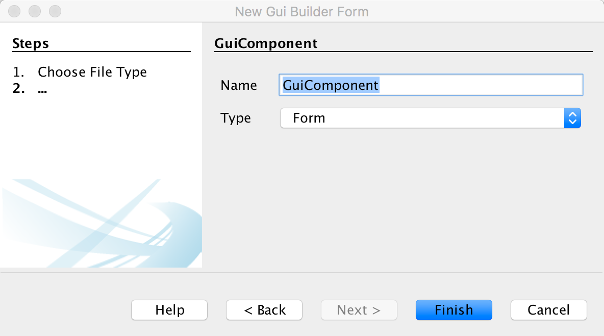 Type in the name of the form and click finish