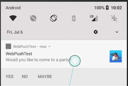 Push with actions on Android