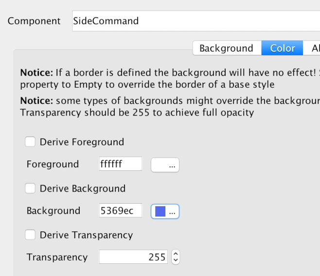 The SideCommand has a white foreground and opaque bluish background