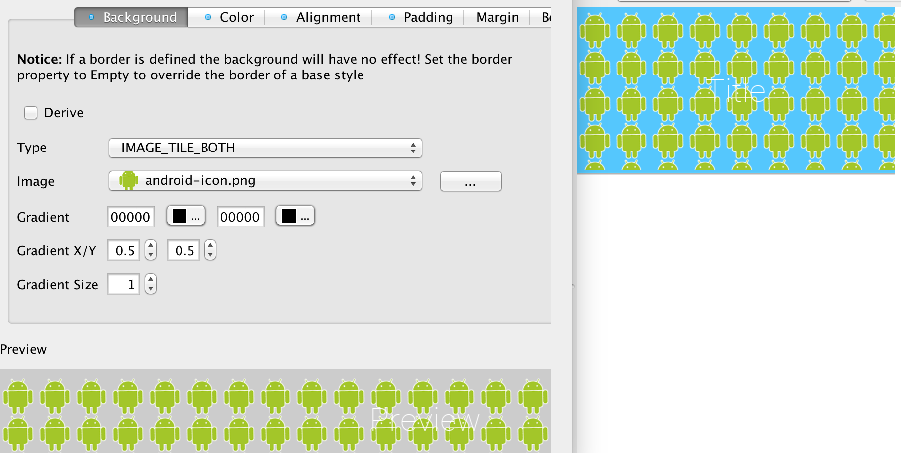 IMAGE_TILE_BOTH tiles the image on both axis of the component