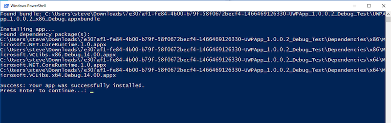 UWP Powershell app successfully installed