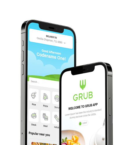 grub - ubereats clone phone illustration