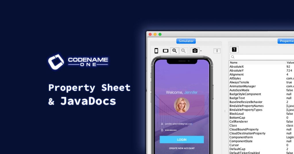 Property Sheet and JavaDocs - Codename One